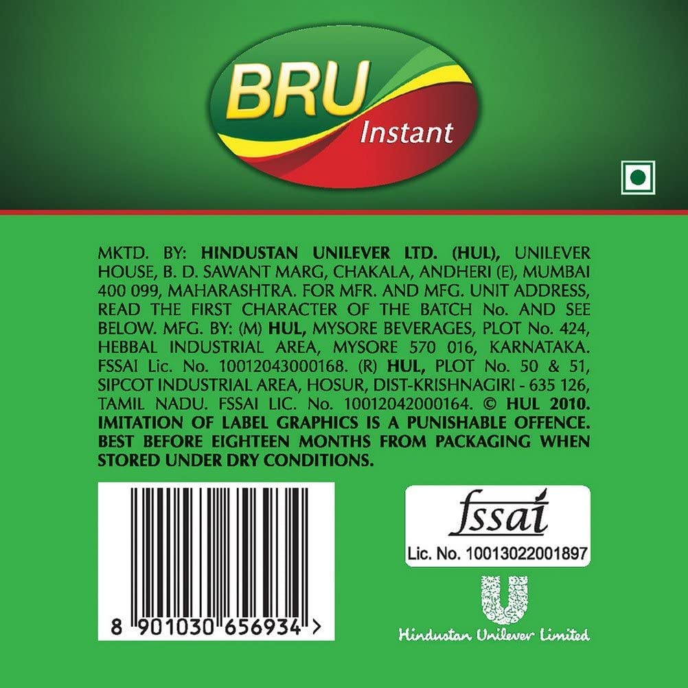 BRU Instant Coffee Powder 200g Pouch, Roasted Arabica & Robusta Ground Coffee Beans From South India - Rich & Strong Blend Of Coffee & Chicory