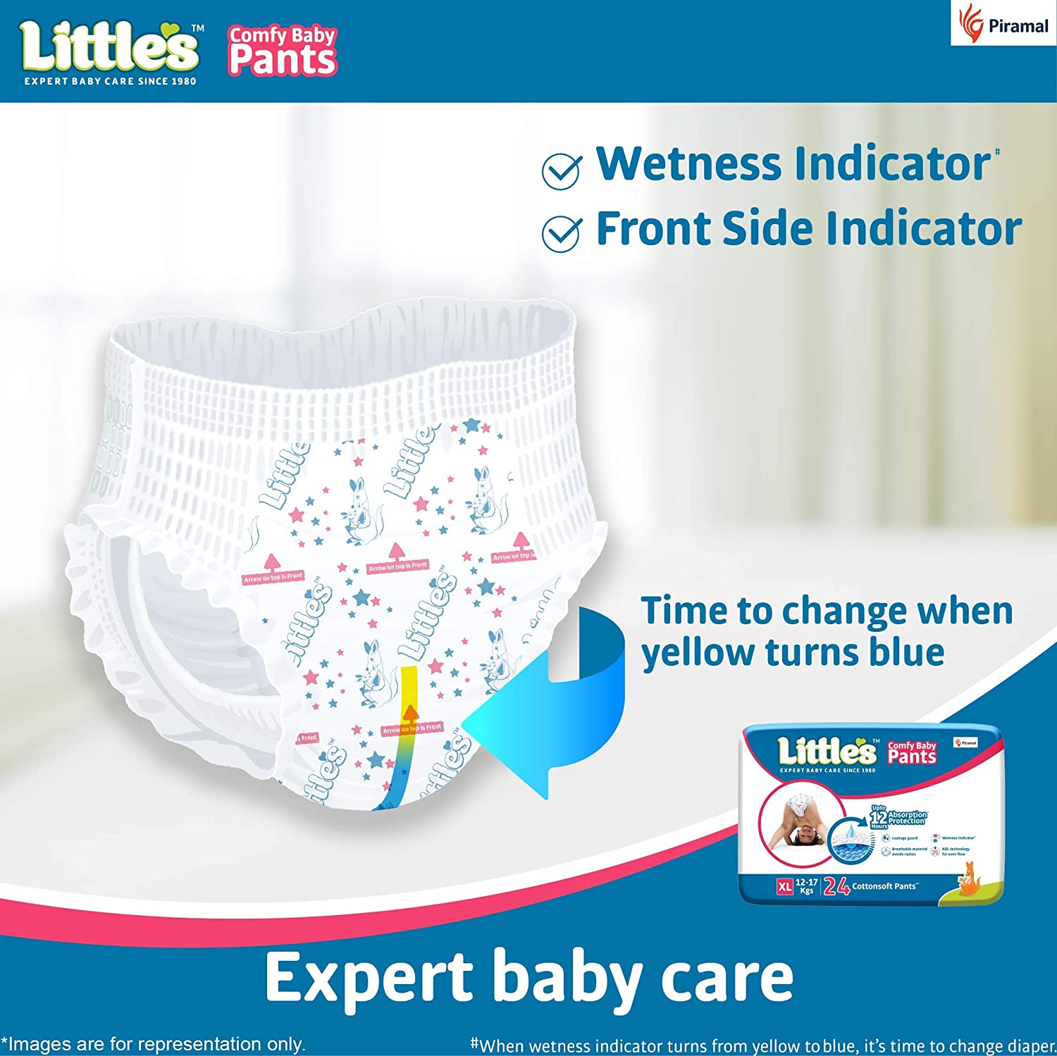Little's Baby Pants Diapers with Wetness Indicator and 12 Hours Absorption
