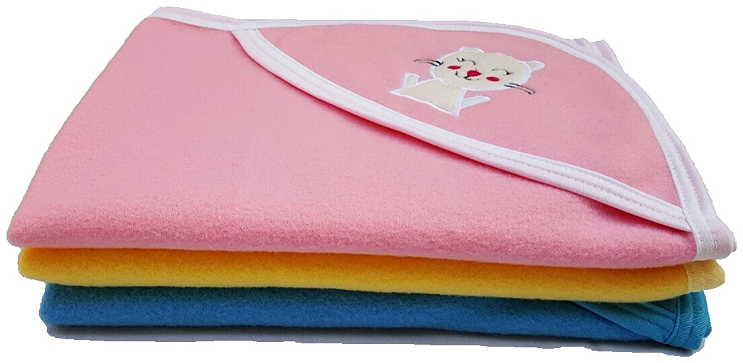 Brandonn Polar fleece Premium Hooded Blanket Cum Wrapping Sheet for Babies (Multicolor, 3 Pieces